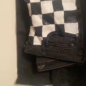 Urban Outfitters checkerd thrifted charcoal jeans!! 💌